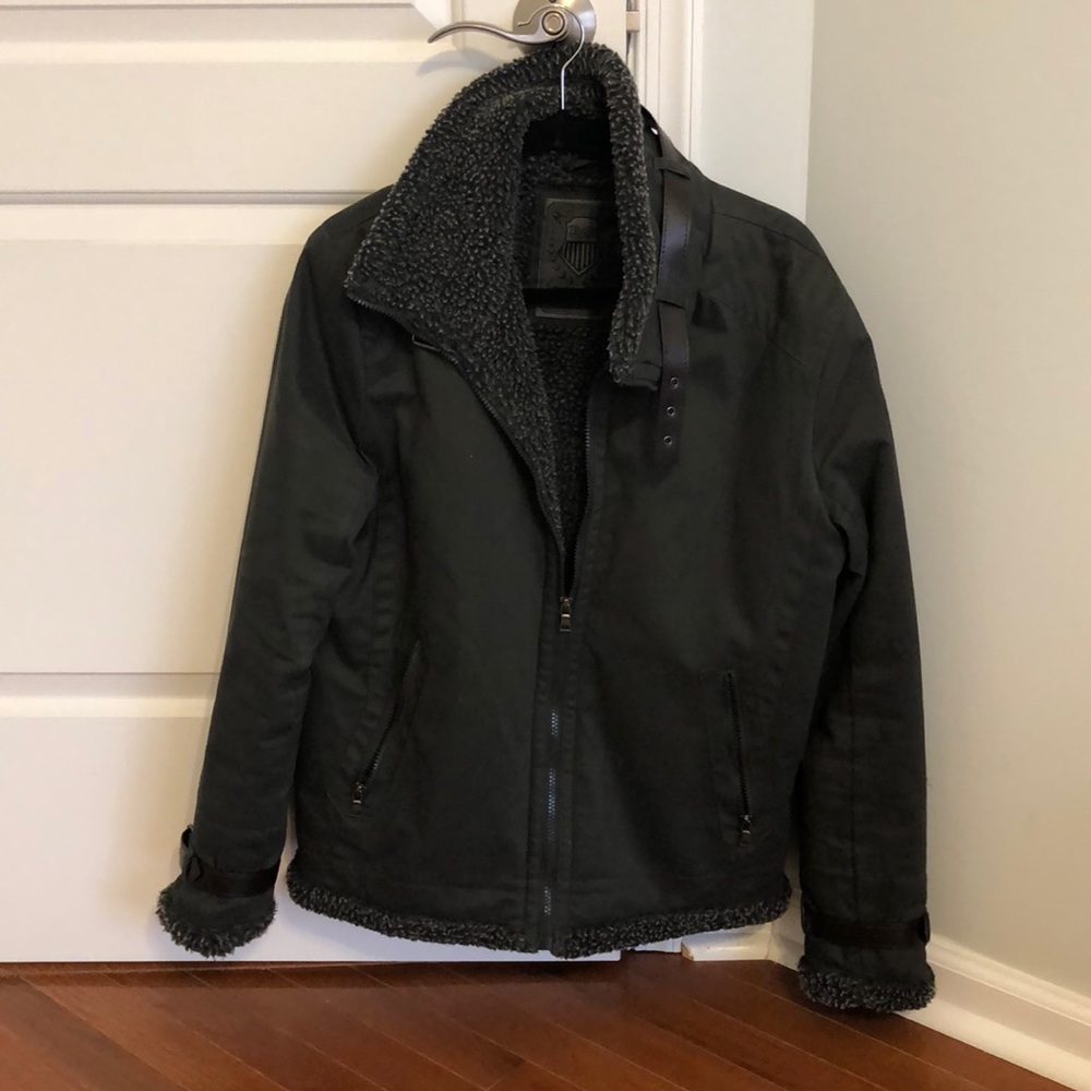 Men’s Faux Sherpa Biker Moto Jacket